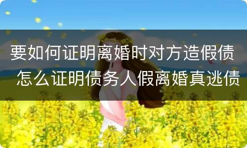 要如何证明离婚时对方造假债 怎么证明债务人假离婚真逃债