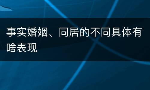 事实婚姻、同居的不同具体有啥表现