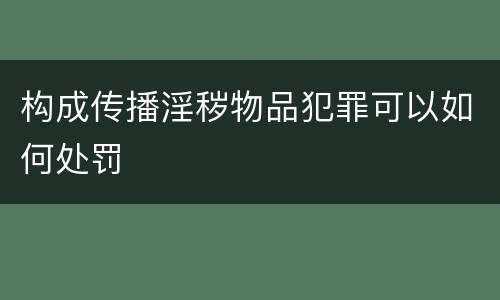 构成传播淫秽物品犯罪可以如何处罚