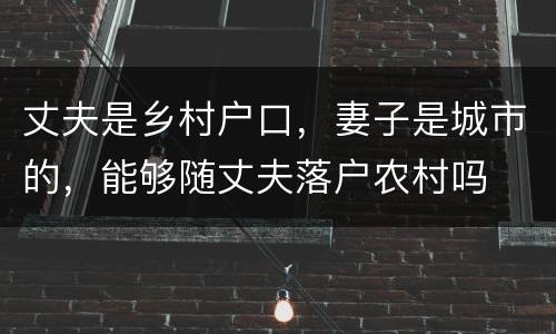 丈夫是乡村户口，妻子是城市的，能够随丈夫落户农村吗
