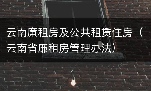 云南廉租房及公共租赁住房（云南省廉租房管理办法）