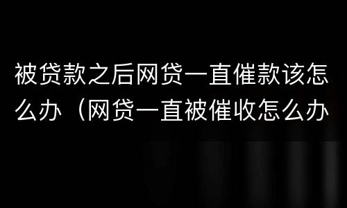 被贷款之后网贷一直催款该怎么办（网贷一直被催收怎么办）