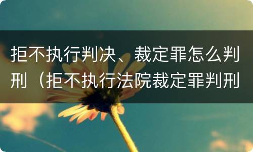 拒不执行判决、裁定罪怎么判刑（拒不执行法院裁定罪判刑）