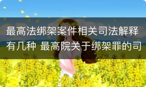 最高法绑架案件相关司法解释有几种 最高院关于绑架罪的司法解释