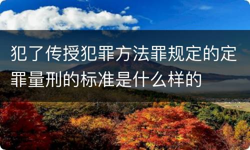 犯了传授犯罪方法罪规定的定罪量刑的标准是什么样的