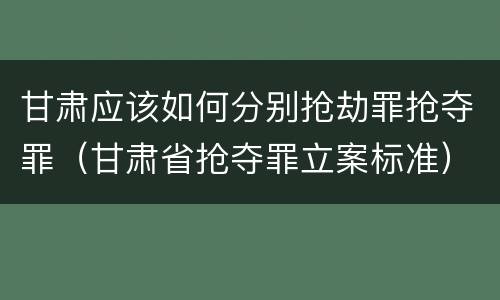 甘肃应该如何分别抢劫罪抢夺罪（甘肃省抢夺罪立案标准）