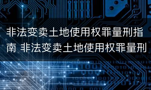 非法变卖土地使用权罪量刑指南 非法变卖土地使用权罪量刑指南解读