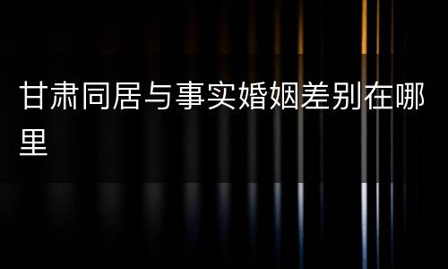 甘肃同居与事实婚姻差别在哪里