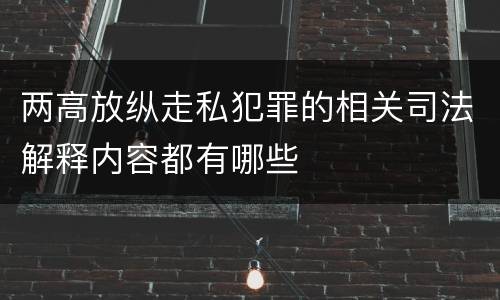 两高放纵走私犯罪的相关司法解释内容都有哪些