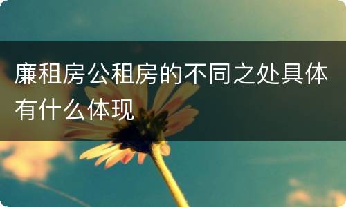 廉租房公租房的不同之处具体有什么体现