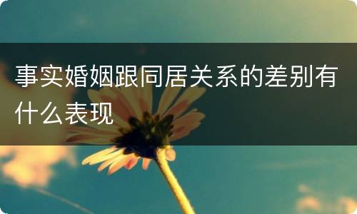 事实婚姻跟同居关系的差别有什么表现