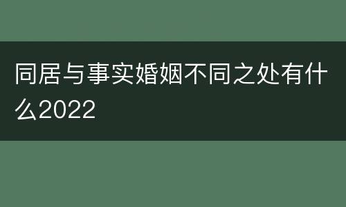 同居与事实婚姻不同之处有什么2022