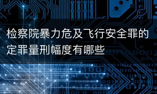 检察院暴力危及飞行安全罪的定罪量刑幅度有哪些
