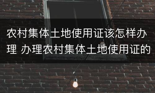 农村集体土地使用证该怎样办理 办理农村集体土地使用证的流程及注意事项