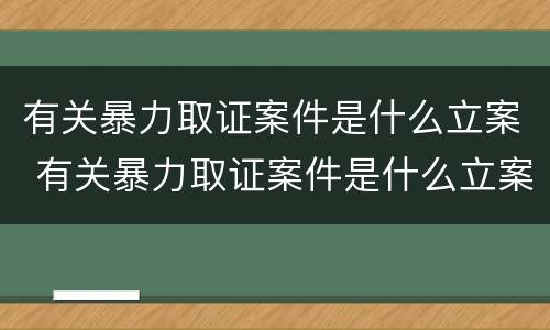 有关暴力取证案件是什么立案 有关暴力取证案件是什么立案条件