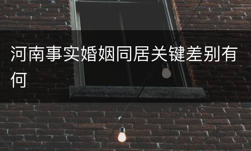 河南事实婚姻同居关键差别有何