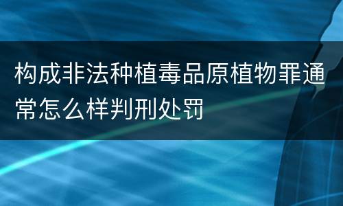 构成非法种植毒品原植物罪通常怎么样判刑处罚