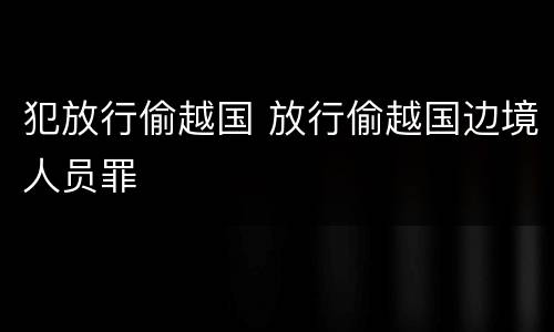 犯放行偷越国 放行偷越国边境人员罪