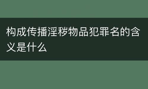 构成传播淫秽物品犯罪名的含义是什么