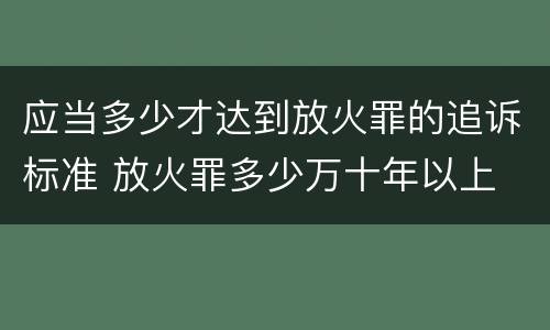 应当多少才达到放火罪的追诉标准 放火罪多少万十年以上