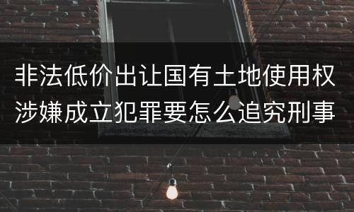 非法低价出让国有土地使用权涉嫌成立犯罪要怎么追究刑事责任