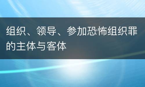 组织、领导、参加恐怖组织罪的主体与客体