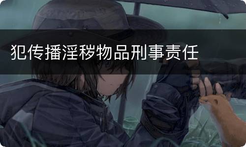 犯传播淫秽物品刑事责任