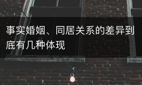 事实婚姻、同居关系的差异到底有几种体现