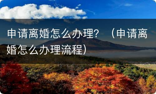 申请离婚怎么办理？（申请离婚怎么办理流程）