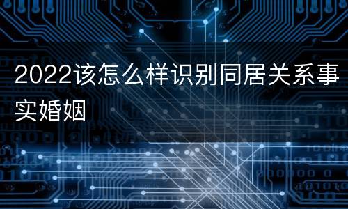 2022该怎么样识别同居关系事实婚姻