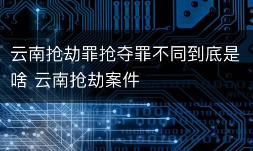 云南抢劫罪抢夺罪不同到底是啥 云南抢劫案件
