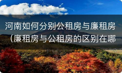 河南如何分别公租房与廉租房（廉租房与公租房的区别在哪里）