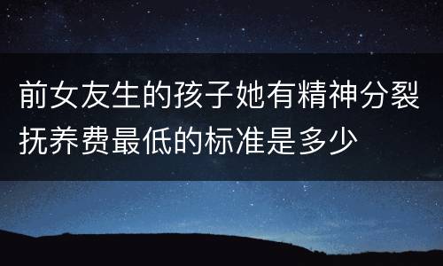 前女友生的孩子她有精神分裂抚养费最低的标准是多少
