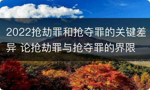 2022抢劫罪和抢夺罪的关键差异 论抢劫罪与抢夺罪的界限