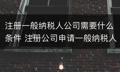 注册一般纳税人公司需要什么条件 注册公司申请一般纳税人的条件