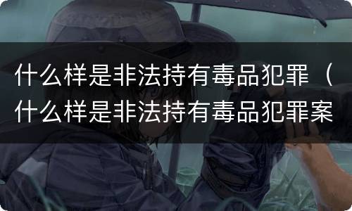 什么样是非法持有毒品犯罪（什么样是非法持有毒品犯罪案件）