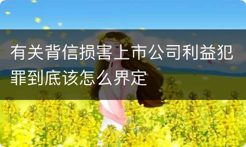 有关背信损害上市公司利益犯罪到底该怎么界定