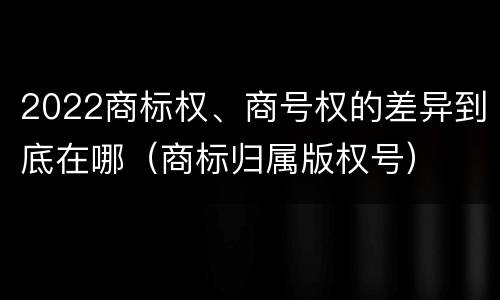 2022商标权、商号权的差异到底在哪（商标归属版权号）