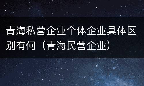 青海私营企业个体企业具体区别有何（青海民营企业）
