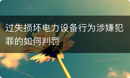过失损坏电力设备行为涉嫌犯罪的如何判罚