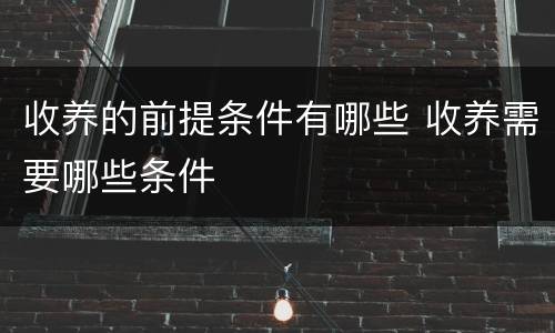 收养的前提条件有哪些 收养需要哪些条件