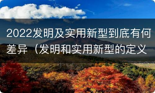 2022发明及实用新型到底有何差异（发明和实用新型的定义）
