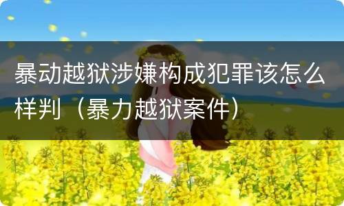 暴动越狱涉嫌构成犯罪该怎么样判（暴力越狱案件）