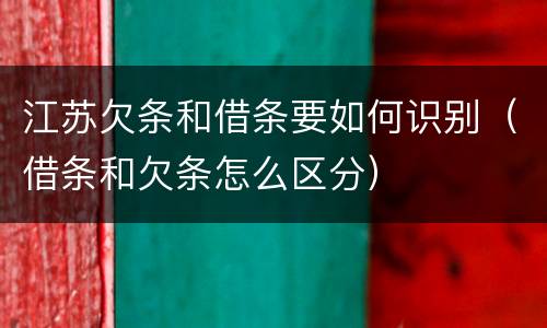 江苏欠条和借条要如何识别（借条和欠条怎么区分）