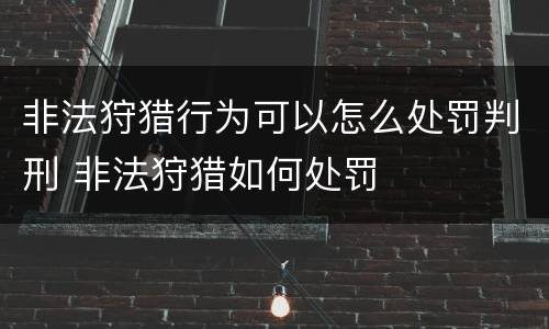 非法狩猎行为可以怎么处罚判刑 非法狩猎如何处罚