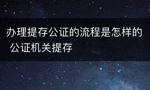 办理提存公证的流程是怎样的 公证机关提存