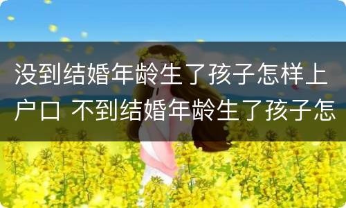 没到结婚年龄生了孩子怎样上户口 不到结婚年龄生了孩子怎么上户口