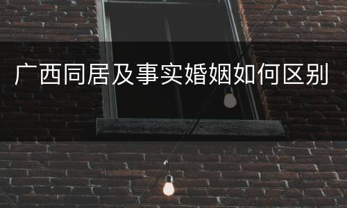 广西同居及事实婚姻如何区别