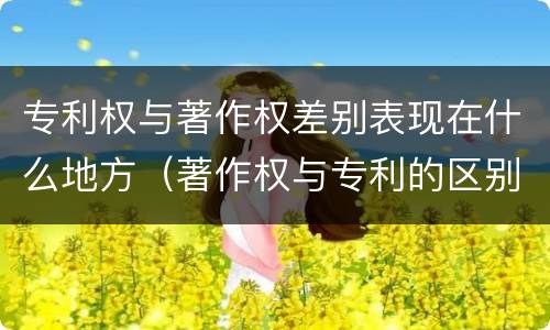 专利权与著作权差别表现在什么地方（著作权与专利的区别）