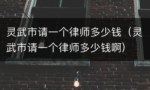 灵武市请一个律师多少钱（灵武市请一个律师多少钱啊）